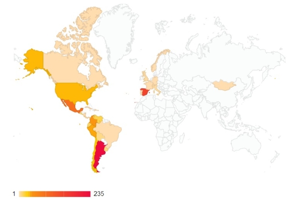 mapa paises visitas 2013